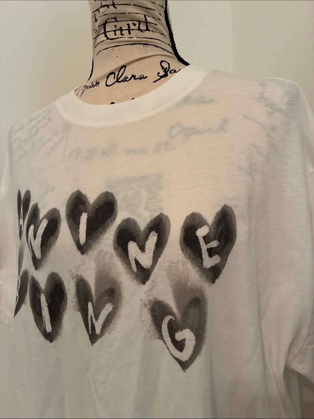 Anine Bing Cade Tee with Hearts (Ivory & Black) - Picture 6 of 17